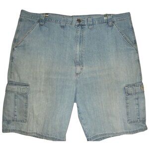 Wrangler Cargo Shorts Mens 44 X 10" light blue jean denim 100%cotton Classic Fit